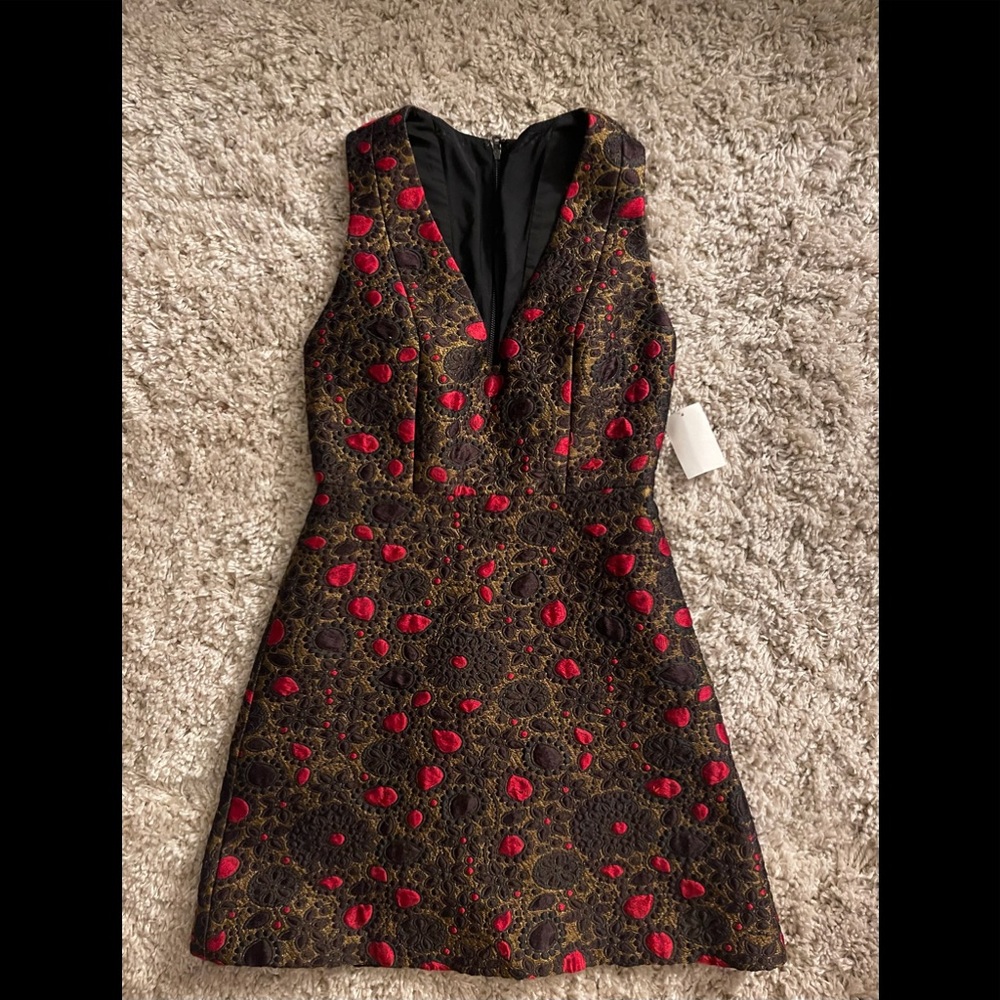 Alice + Olivia pacey V-neck A-line mini dress sz 2 - Picture 3 of 6